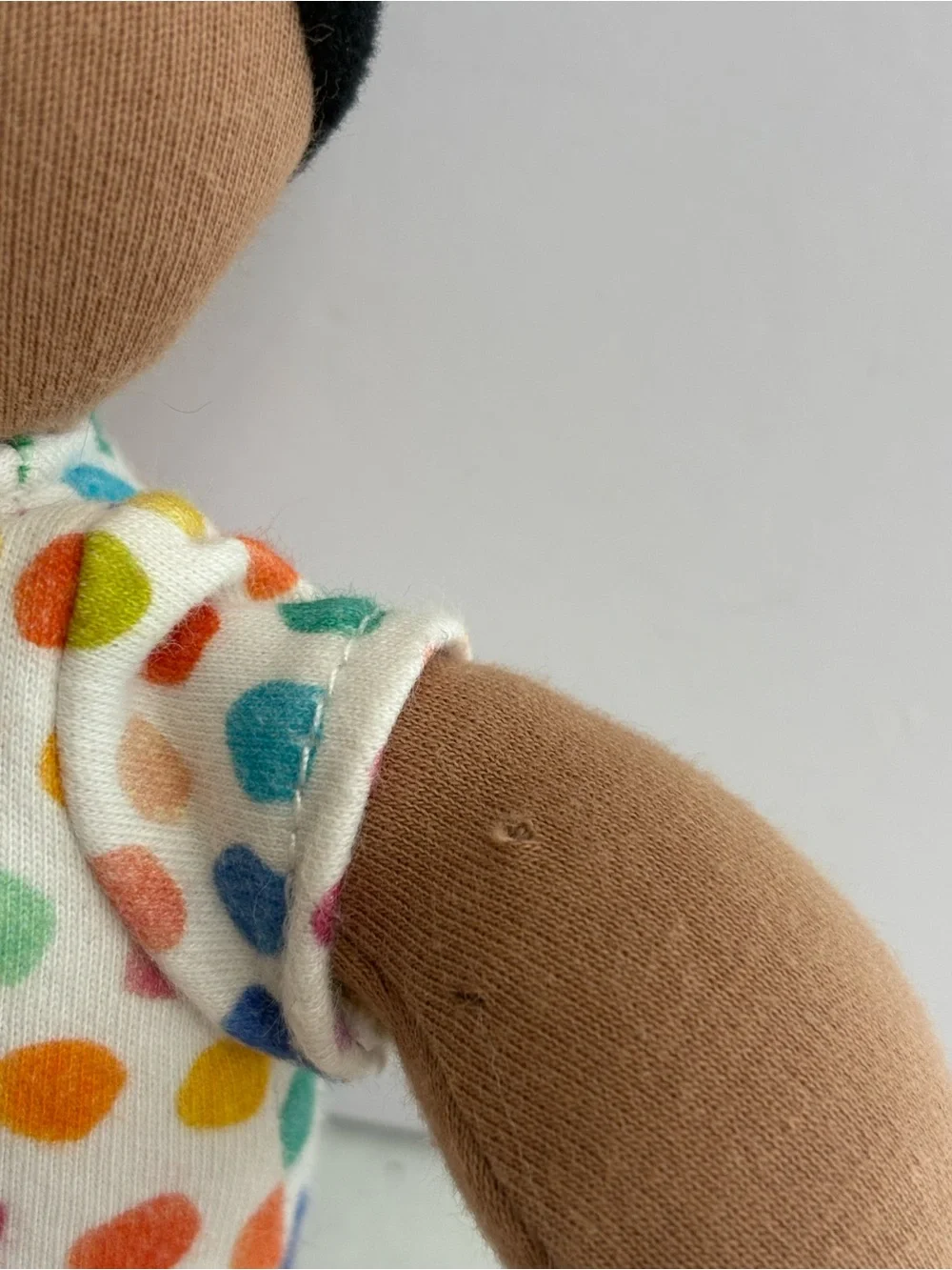 LOVEVERY Love Every Organic Cotton Baby Doll Plush Black Hair Tan Skin Tone 8”